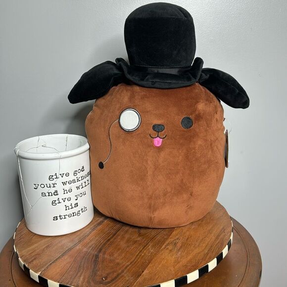 Sir Woofington Adopt Me Brown Dog with black Top Hat size 14 inch - Picture 1 of 8